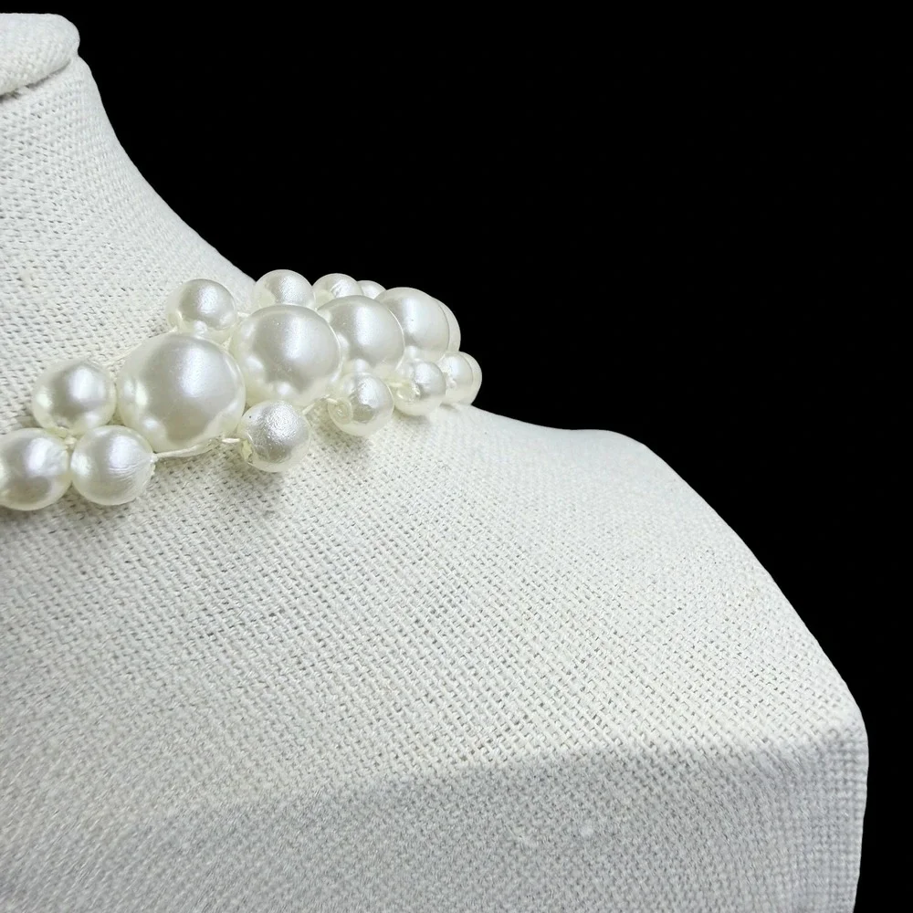 Vintage Faux Pearl Bubble Necklace Gothic Coquette Princess Statement Goth Royal